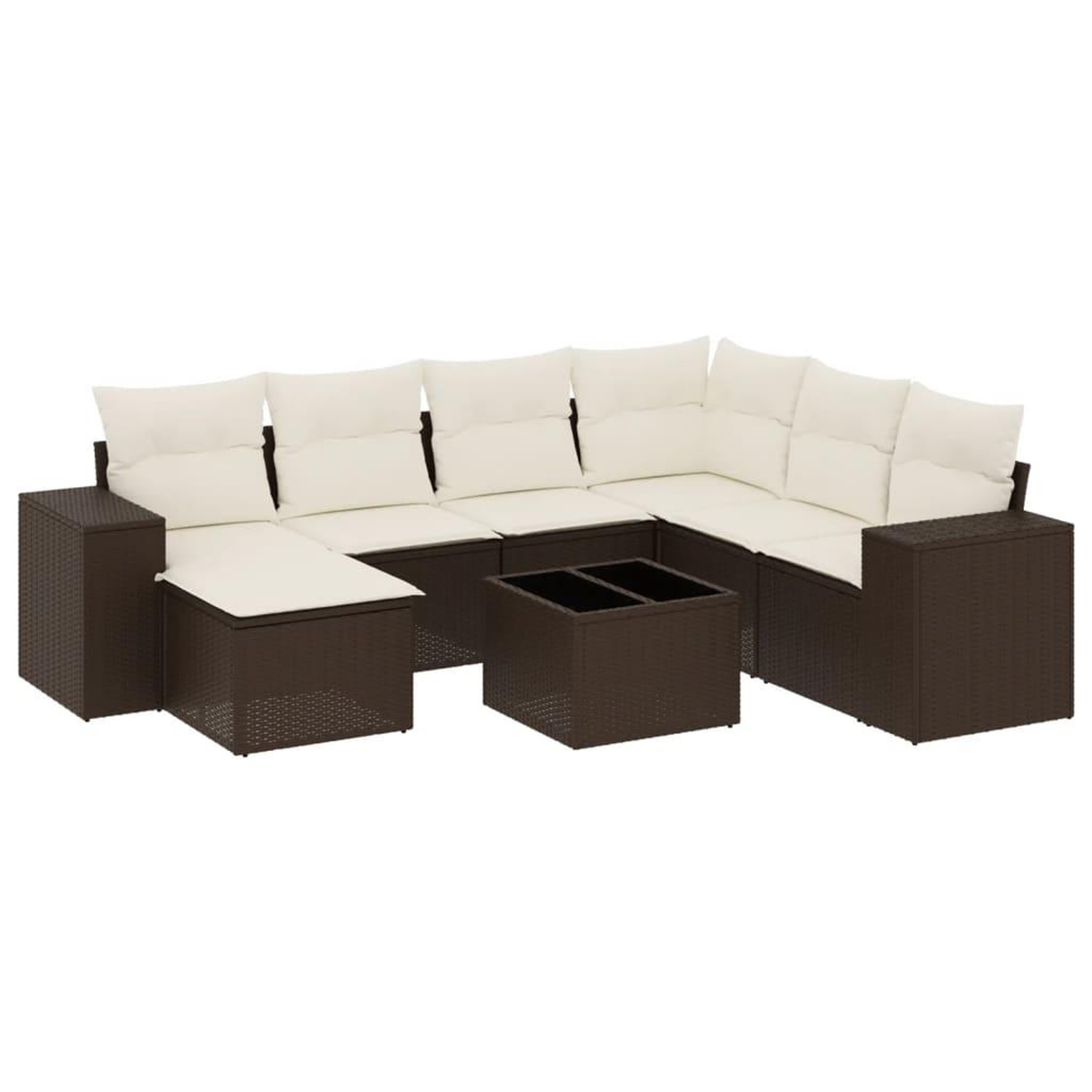Voir la diapositive 2 : VIDAXL Salon de jardin 8 pcs avec coussins marron resine tressee