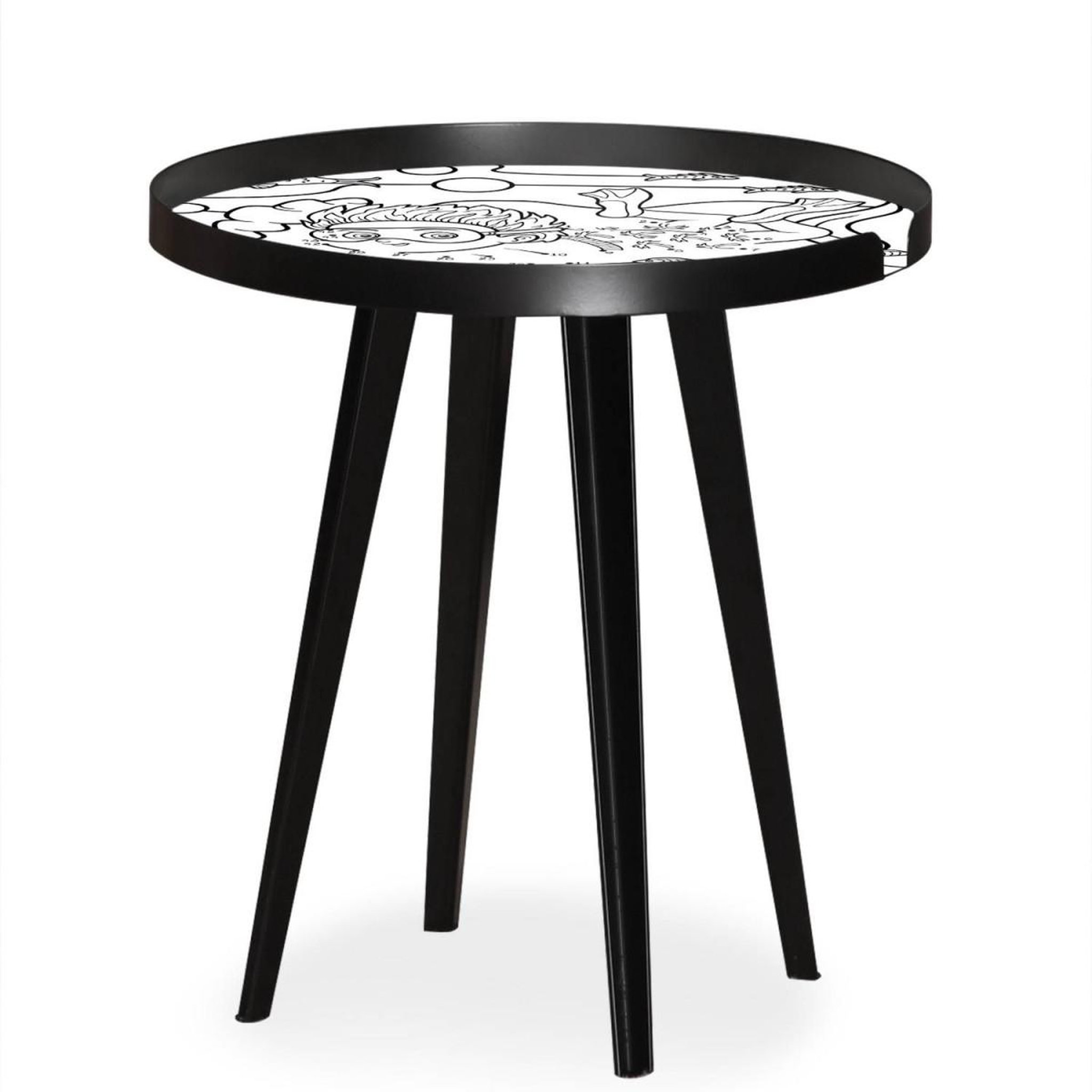 Voir la diapositive 4 : Paris Prix Table d'Appoint à Rebord 3 Covers  Kid  45cm Noir