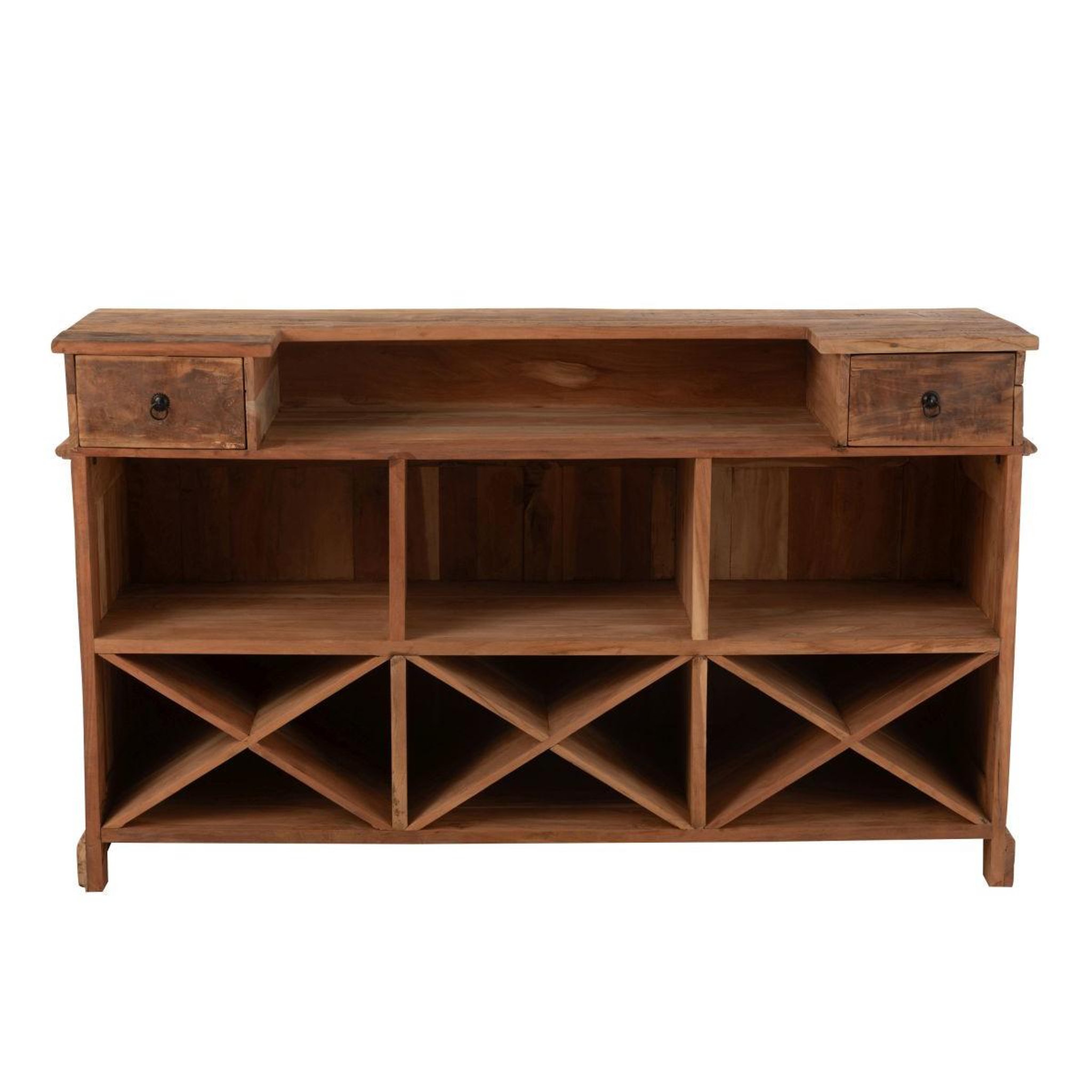 Voir la diapositive 3 : J-LINE Bar 2 Tiroir en Bois  Hollywood  180cm Naturel