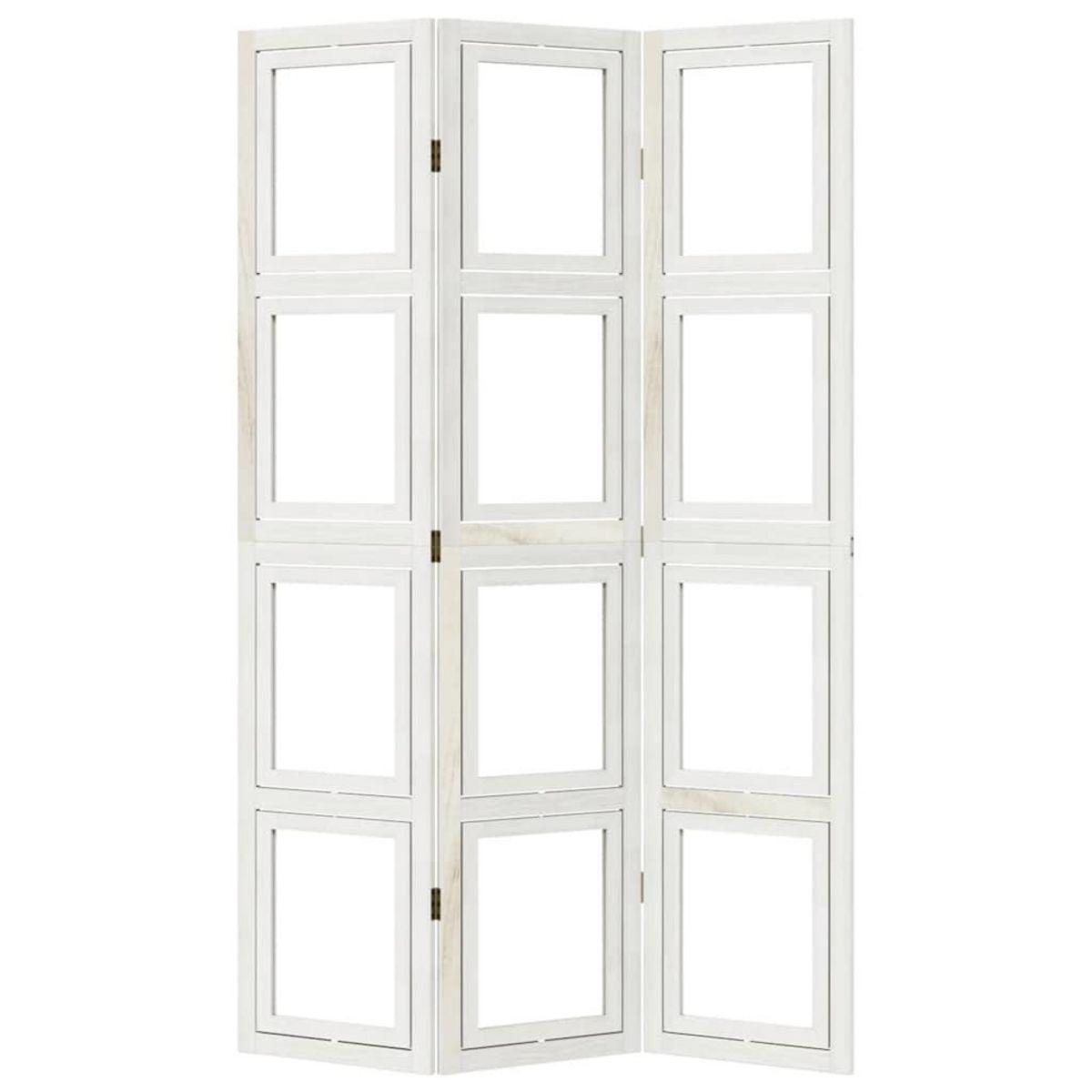 VIDAXL Cloison de separation 3 panneaux blanc bois de paulownia massif