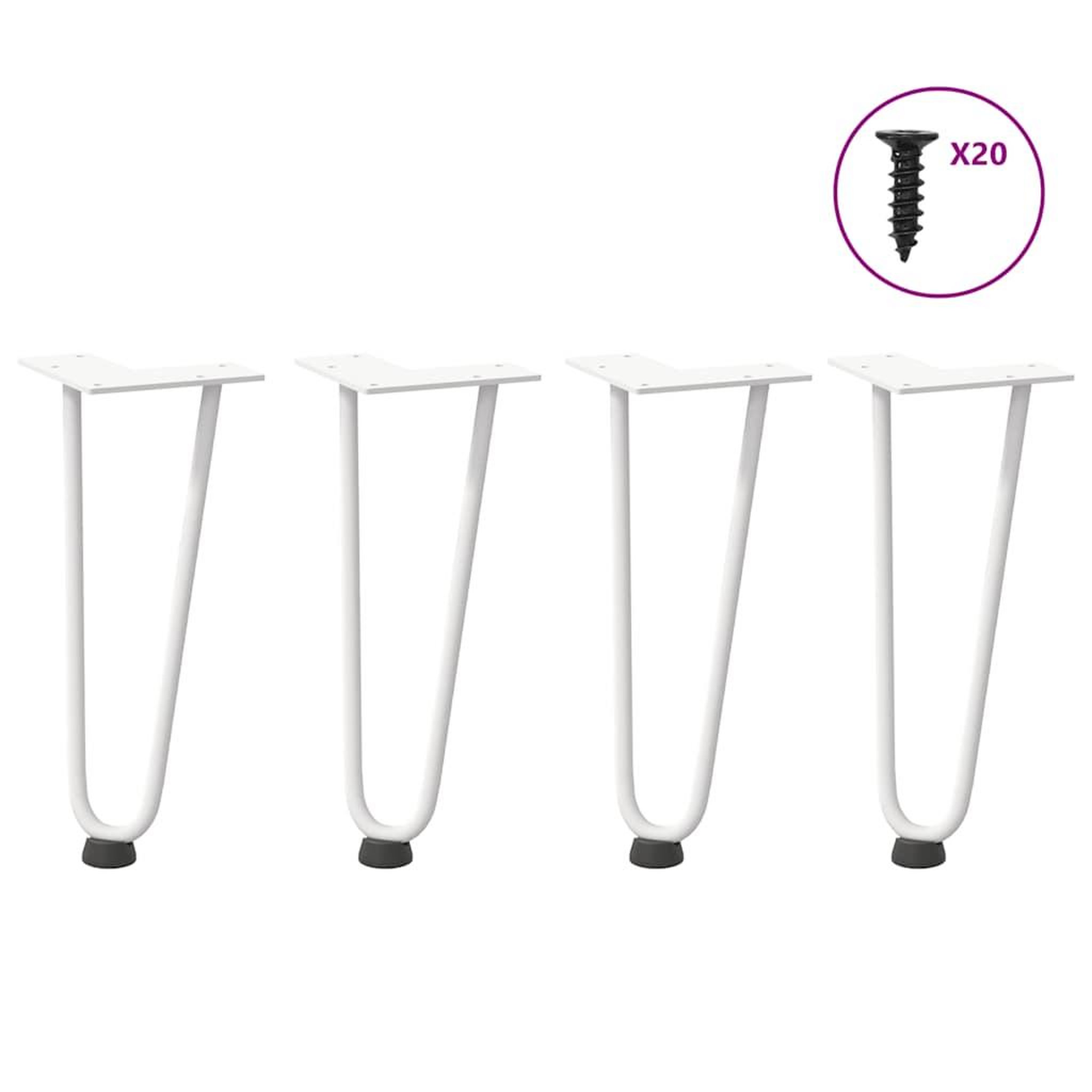 VIDAXL Pieds de table en forme d'epingle a cheveux 4 pcs blanc 30 cm