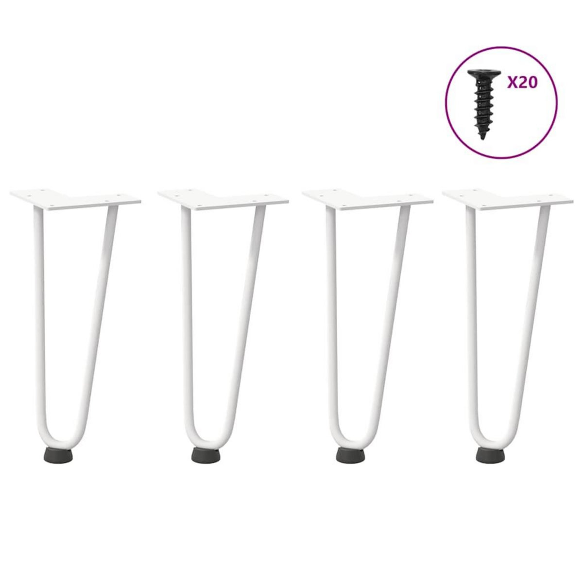 VIDAXL Pieds de table en forme d'epingle a cheveux 4 pcs blanc 30 cm