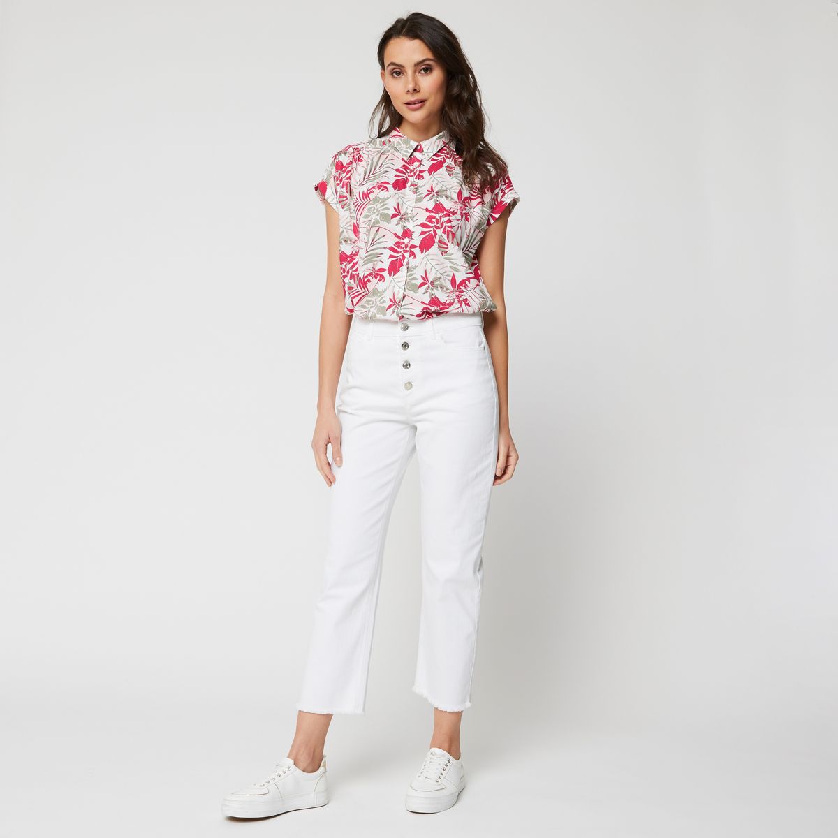 INEXTENSO Jean blanc femme