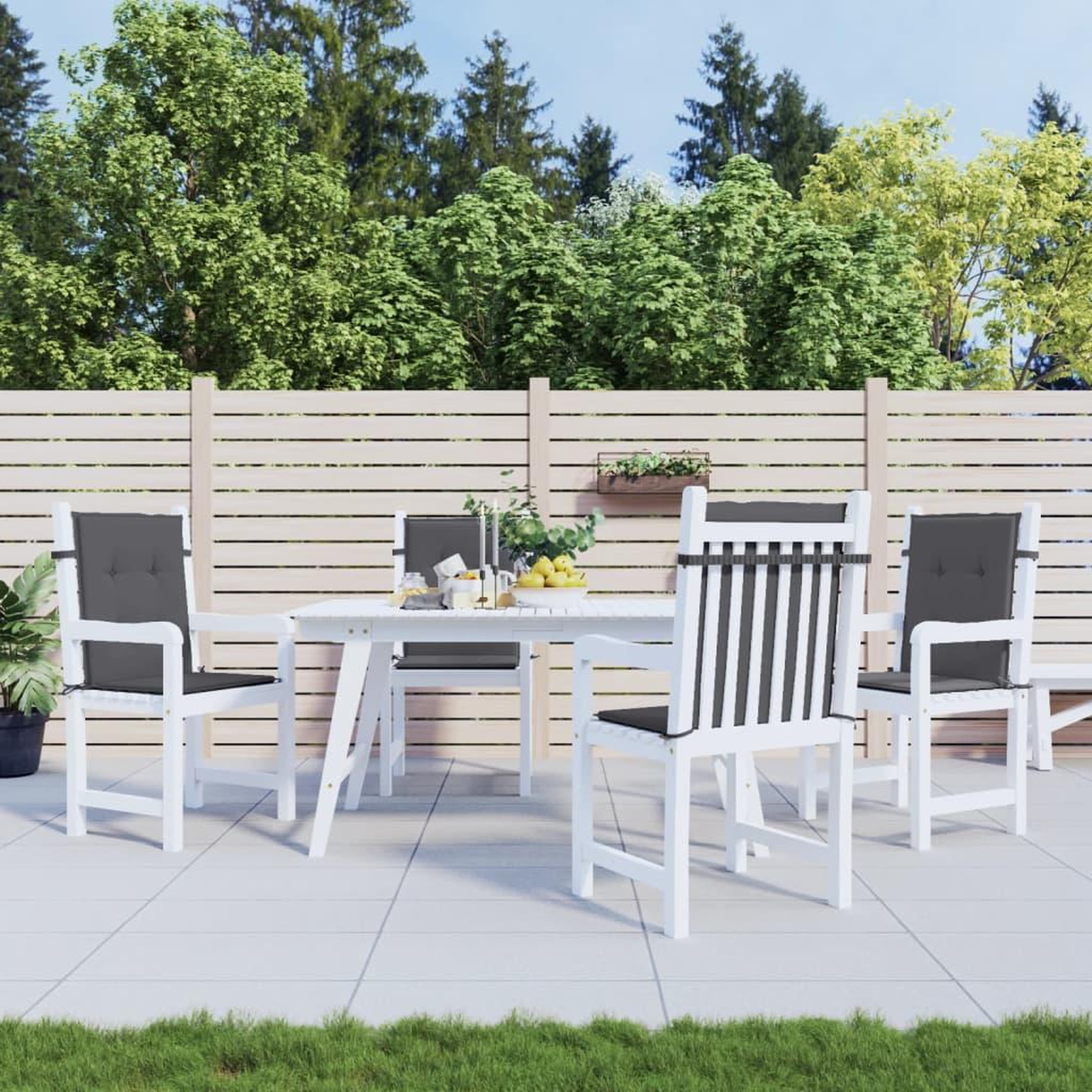 Voir la diapositive 1 : VIDAXL Coussins de chaise de jardin a dossier bas lot de 4 anthracite