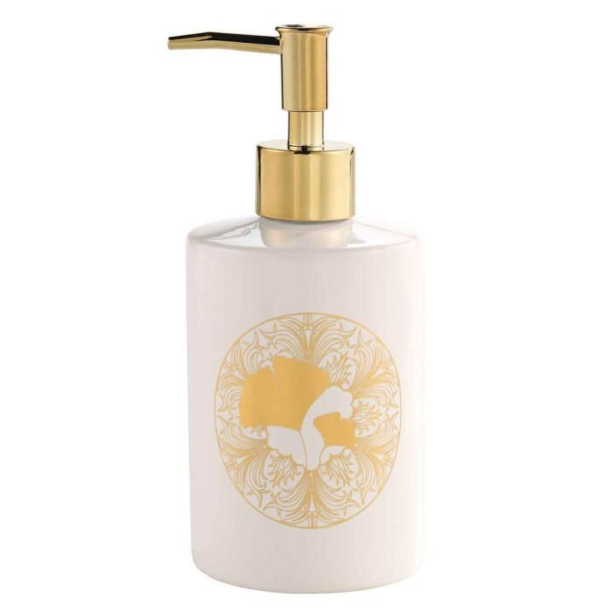 Paris Prix Distributeur de Savon  Ginkoblue  17cm Blanc & Or