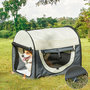 Voir la diapositive 2 : PAWHUT Sac de transport pliable chien chat - poignée, porte, 3 fenêtres, coussin - gris beige