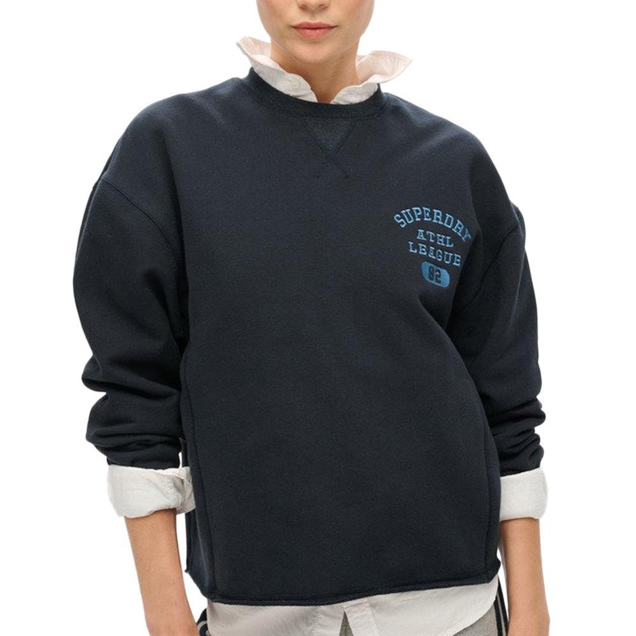 SUPERDRY Sweat Marine Femme Superdry Crop. Coloris disponibles : Bleu