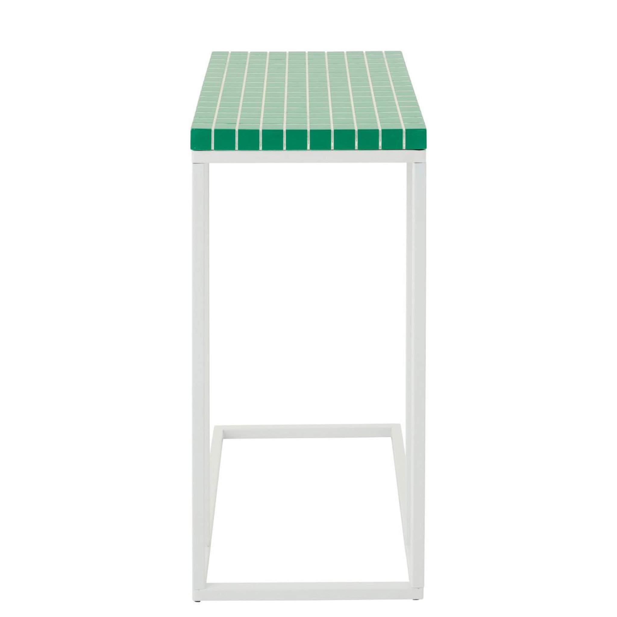 Voir la diapositive 3 : J-LINE Table d'appoint à carreaux  spia  60cm vert & blanc