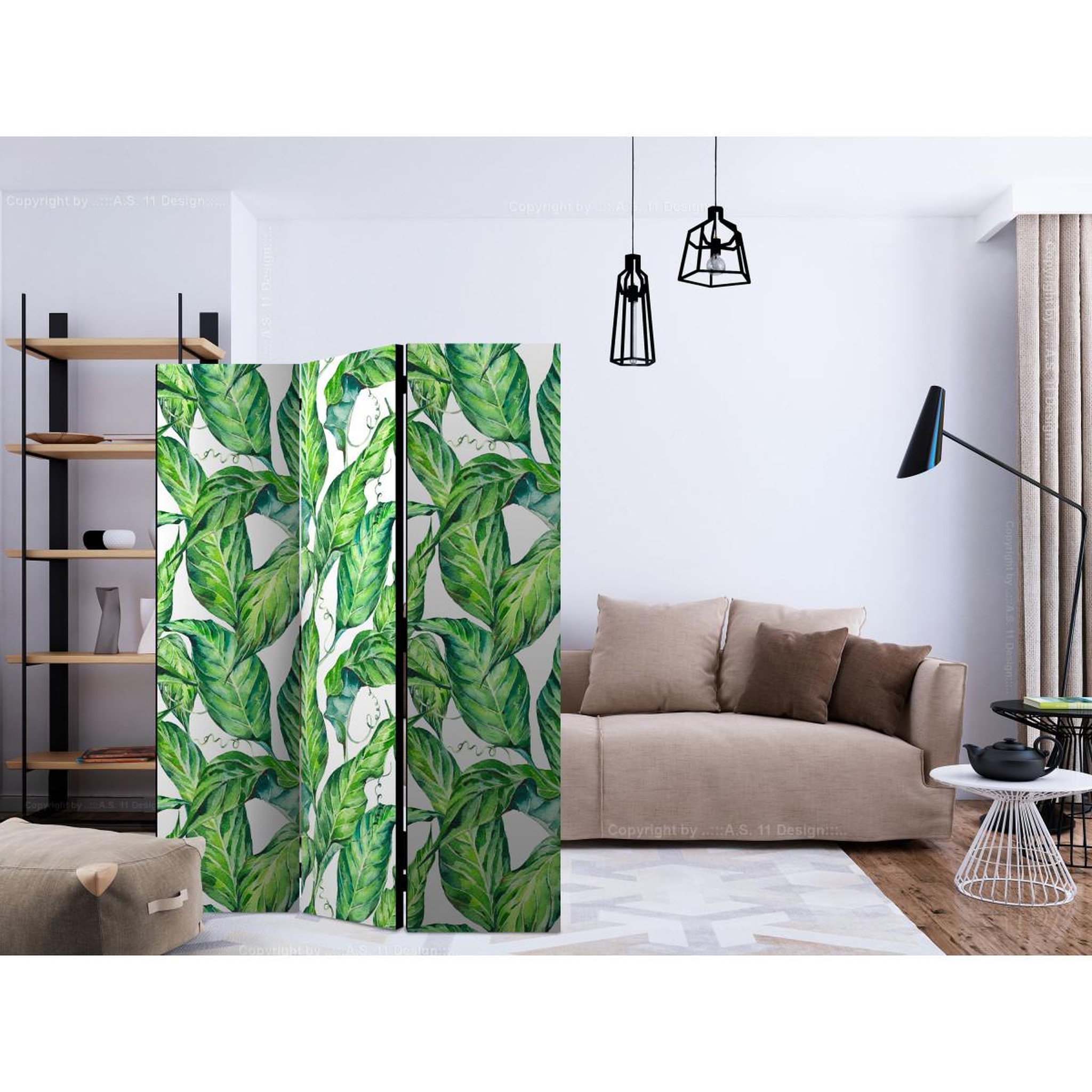 Voir la diapositive 2 : Paris Prix Paravent 3 volets  long leaves  135x172cm