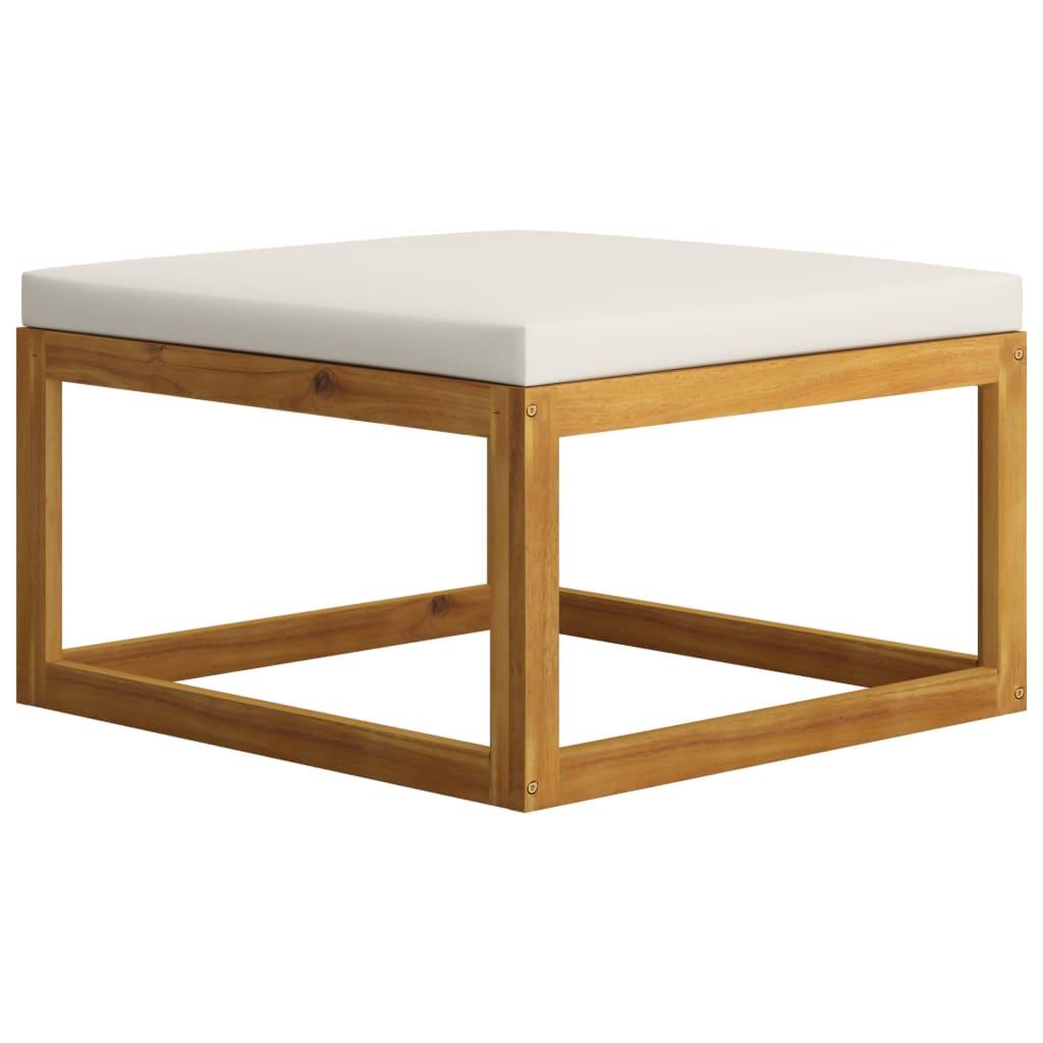 Voir la diapositive 4 : VIDAXL Repose-pied avec coussin blanc creme Bois d'acacia massif