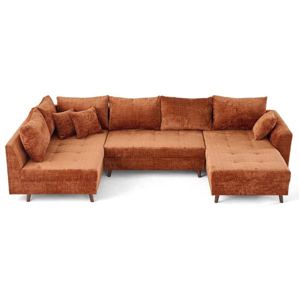 LISA DESIGN Rune - canapé panoramique d'angle gauche 7 places en velours texturé