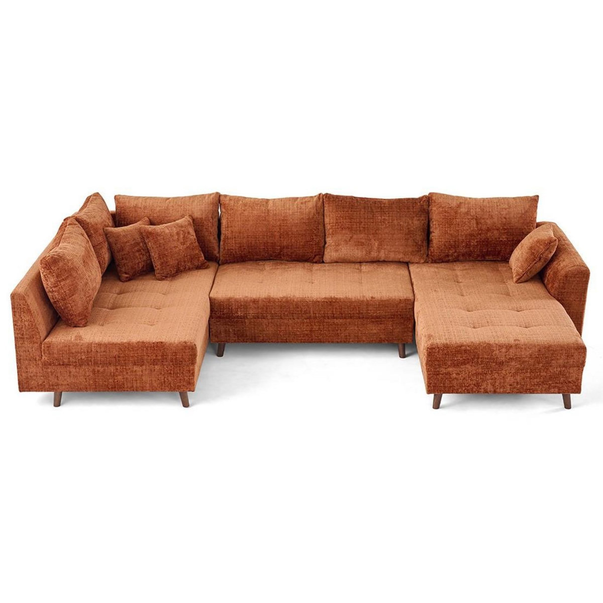 LISA DESIGN Rune - canapé panoramique d'angle gauche 7 places en velours texturé