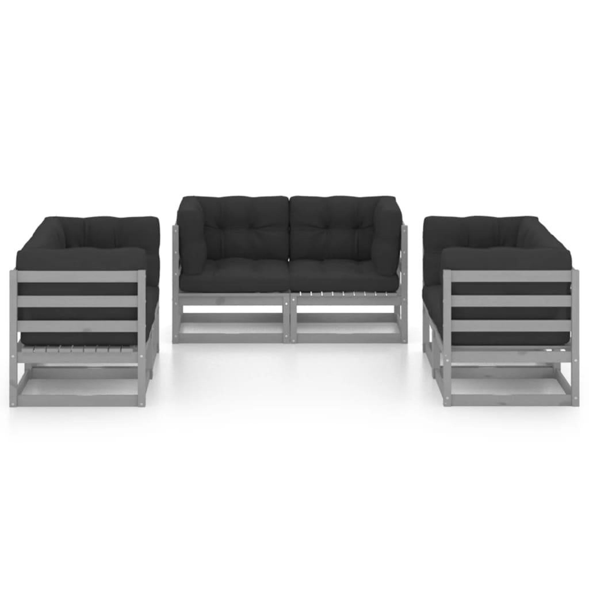 Voir la diapositive 3 : VIDAXL Salon de jardin 6 pcs avec coussins Bois de pin massif
