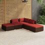Voir la diapositive 1 : VIDAXL Salon de jardin 5 pcs avec coussins resine tressee marron