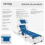 Voir la diapositive 6 : tectake Bain de soleil pliable avec oreiller bleu