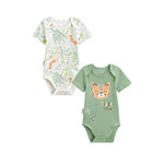 Petit Béguin Lot de 2 bodies bébé manches courtes Kanha. Coloris disponibles : Vert