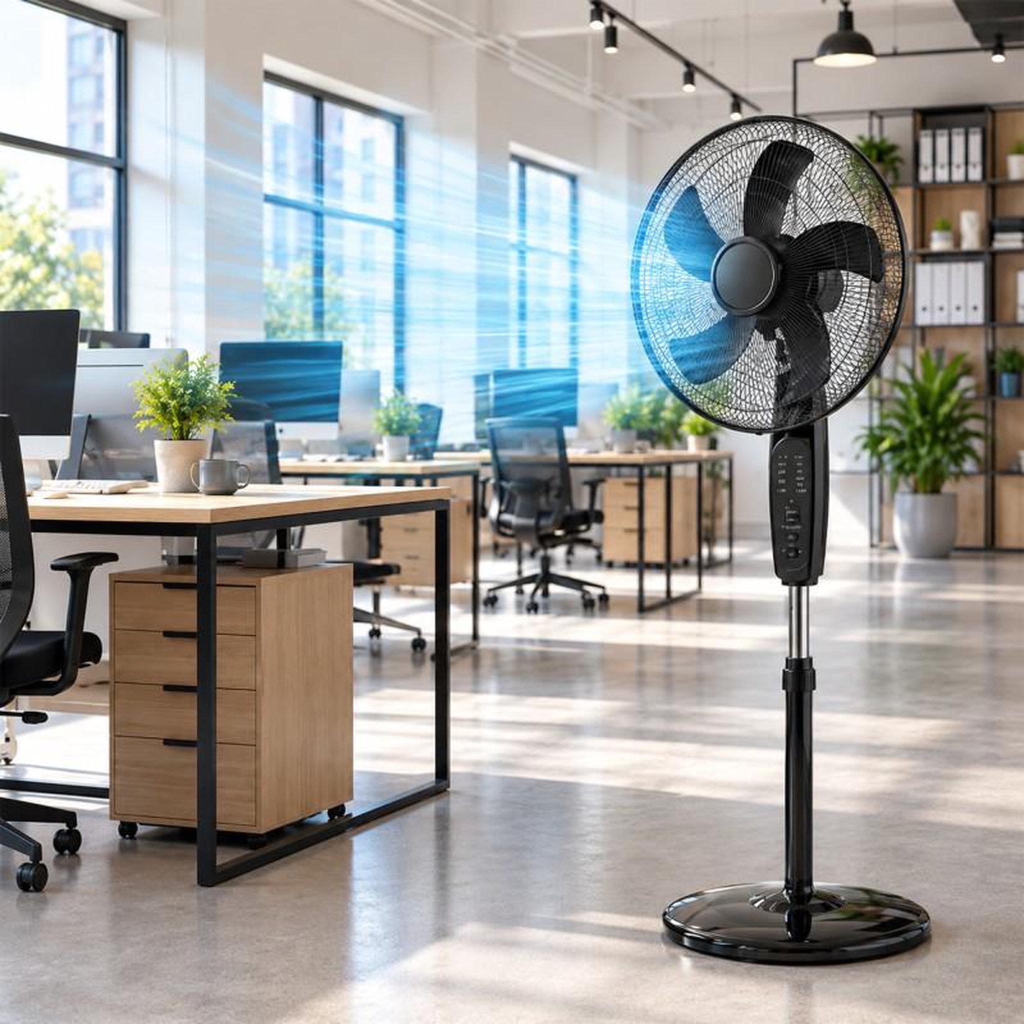Voir la diapositive 3 : Ventilateur sur pied avec télécommande 40 cm – noir 60w