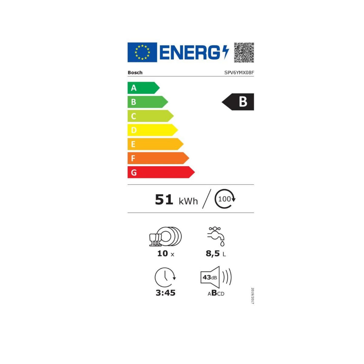 BOSCH Lave-vaisselle 45cm 10 couverts 43db tout intégrable - SPV6YMX08F