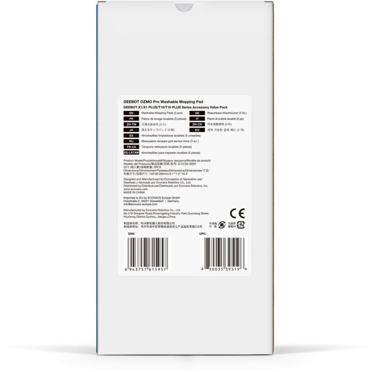 ECOVACS Lingettes et serpillères pour X1 Plus, T10, T10 Plus