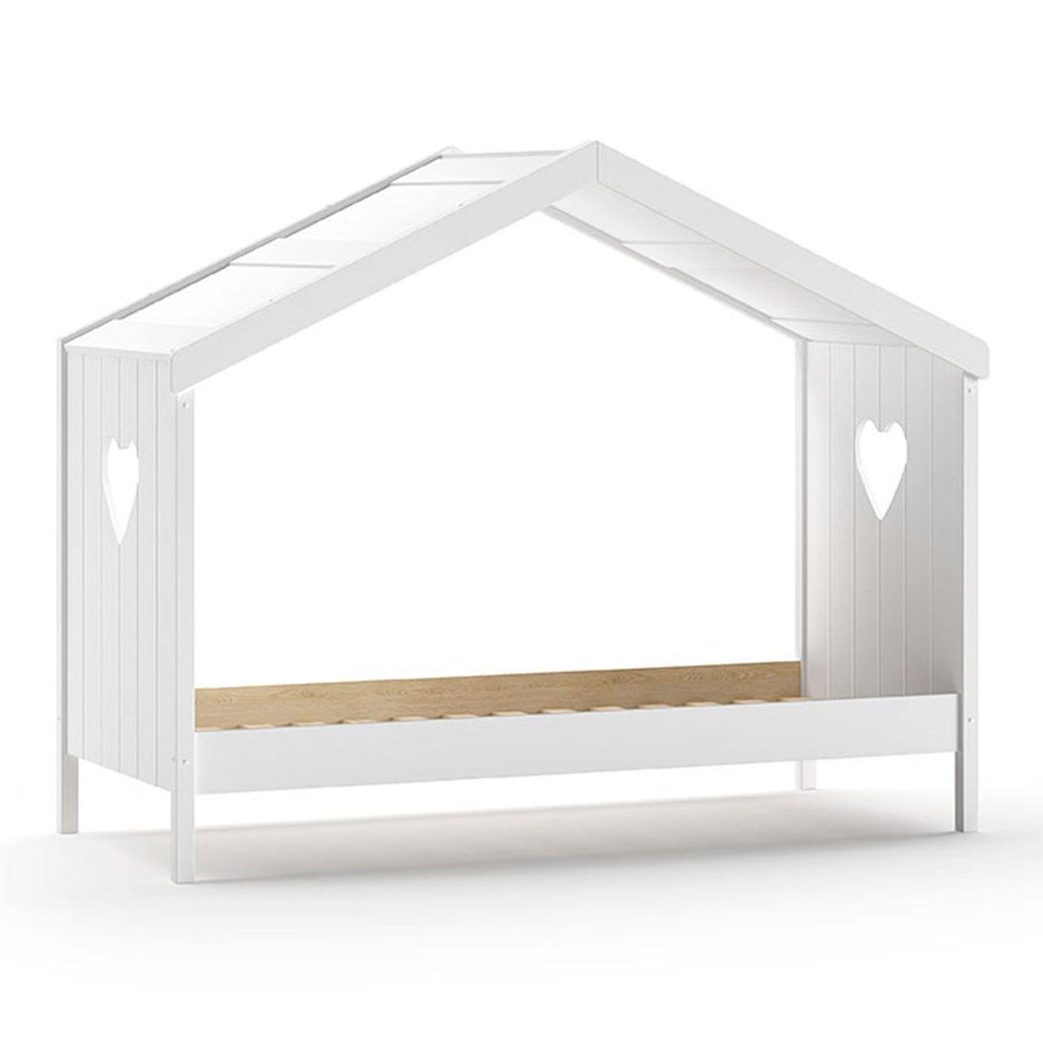 Voir la diapositive 2 : Paris Prix Lit gigogne cabane enfant ouvert & barrière  amori  90x200cm blanc