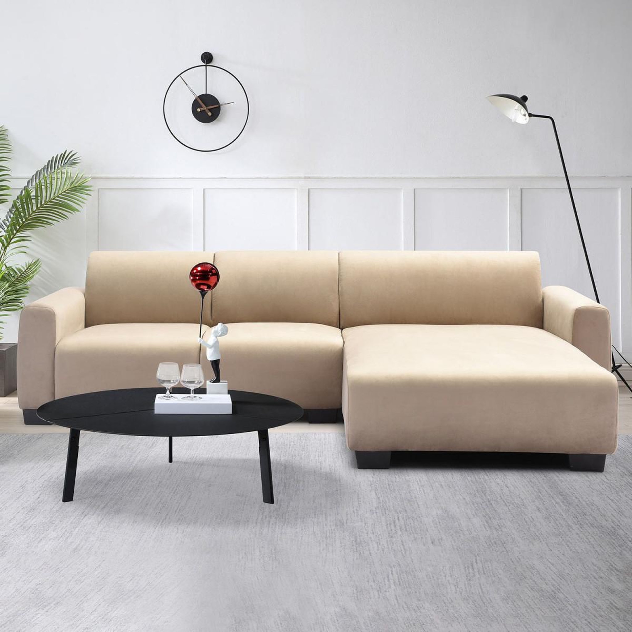 Voir la diapositive 5 : Paris Prix Canapé d'angle réversible en velours  leo  292cm taupe