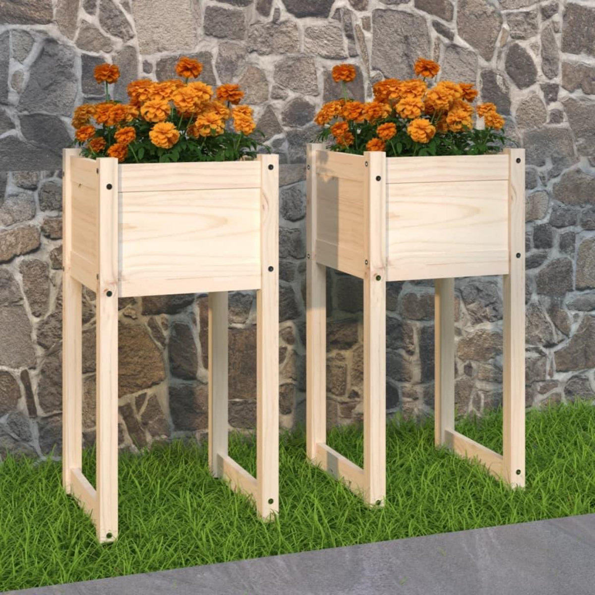 VIDAXL Jardinieres 2 pcs 40x40x81 cm Bois massif de pin