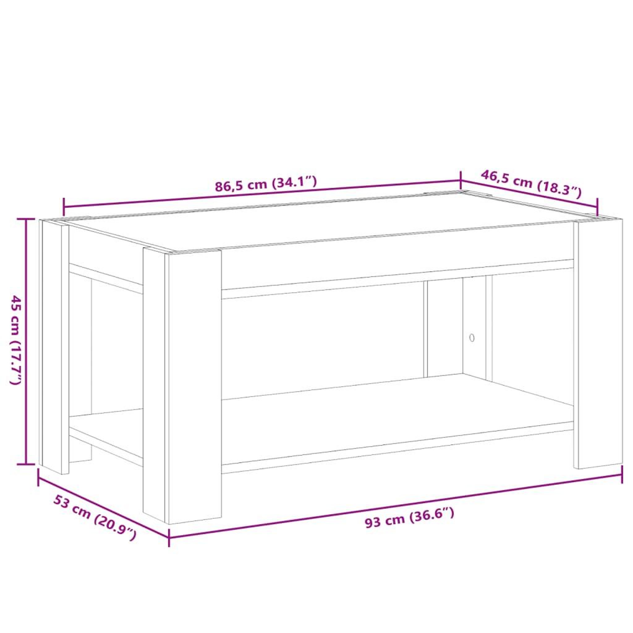 Voir la diapositive 6 : VIDAXL Table basse avec LED blanc 93x53x45 cm bois d'ingenierie