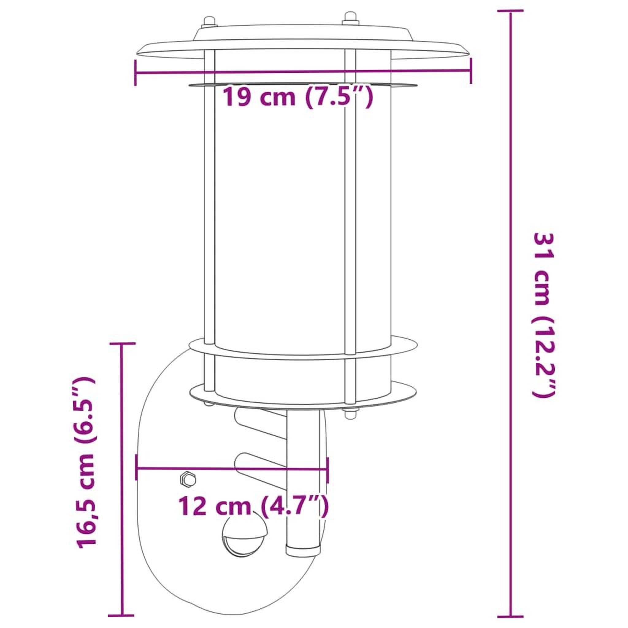 Voir la diapositive 6 : VIDAXL Applique murale d'exterieur et capteur argente acier inoxydable
