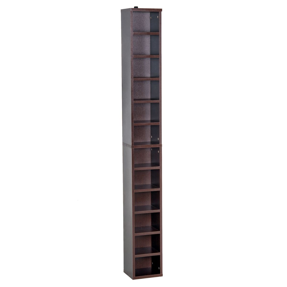 HOMCOM Étagère colonne armoire de rangement CD 12 compartiments 21L x 20l x 175H cm capacité max. 204 CD coloris noyer foncé