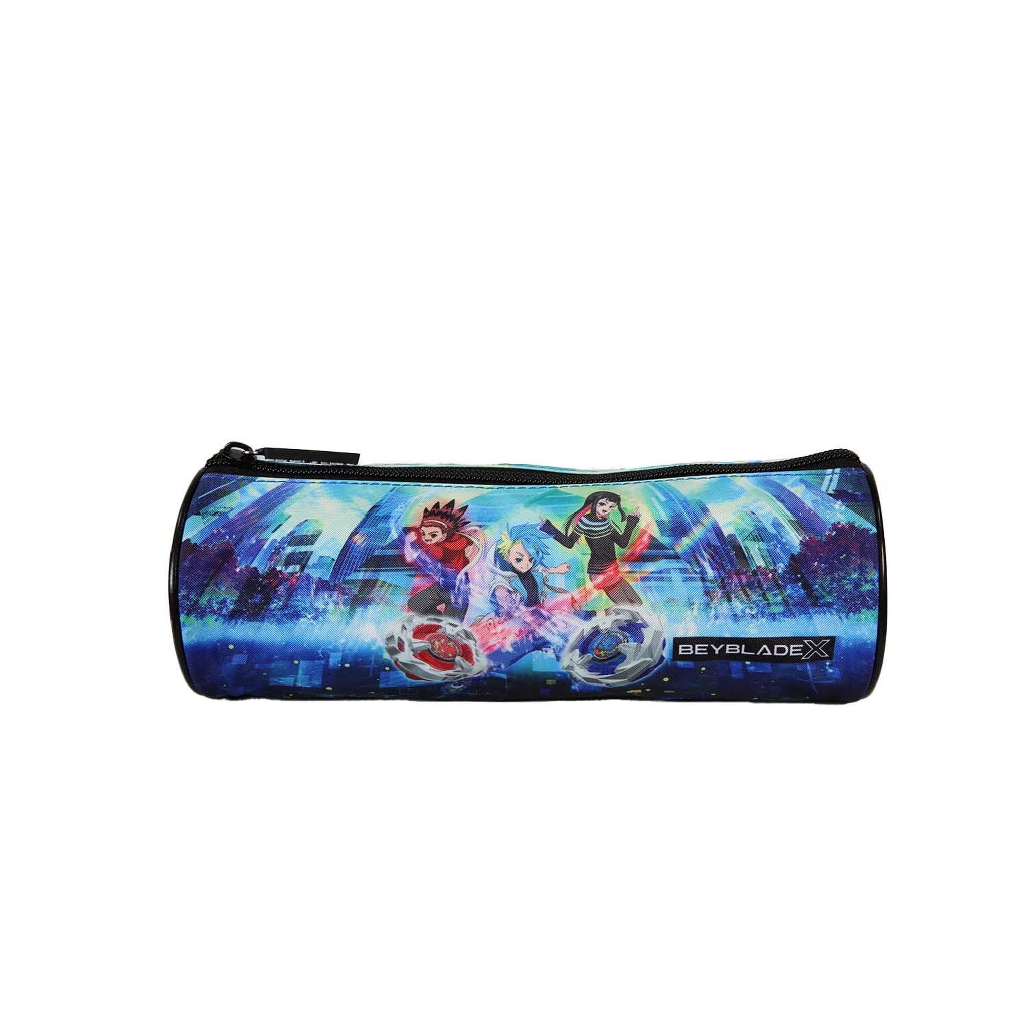 Voir la diapositive 1 : Bagtrotter Beyblade X - Trousse Scolaire Ronde - Bleu - Garçon - 1 Compartiment