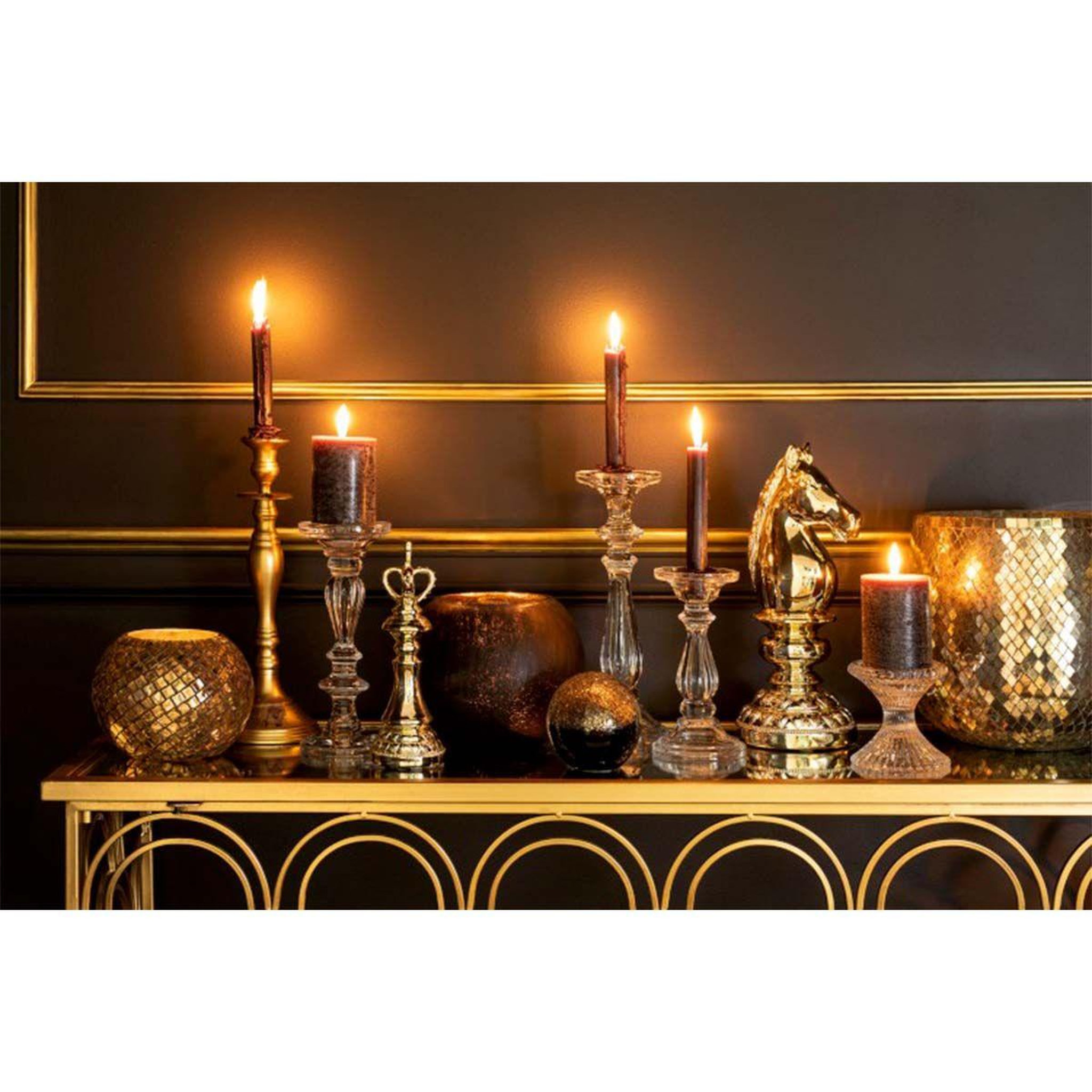 Voir la diapositive 2 : J-LINE Bougeoir design  classique mat  46cm or