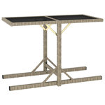 VIDAXL Table de jardin Beige 110x53x72 cm Verre et resine tressee