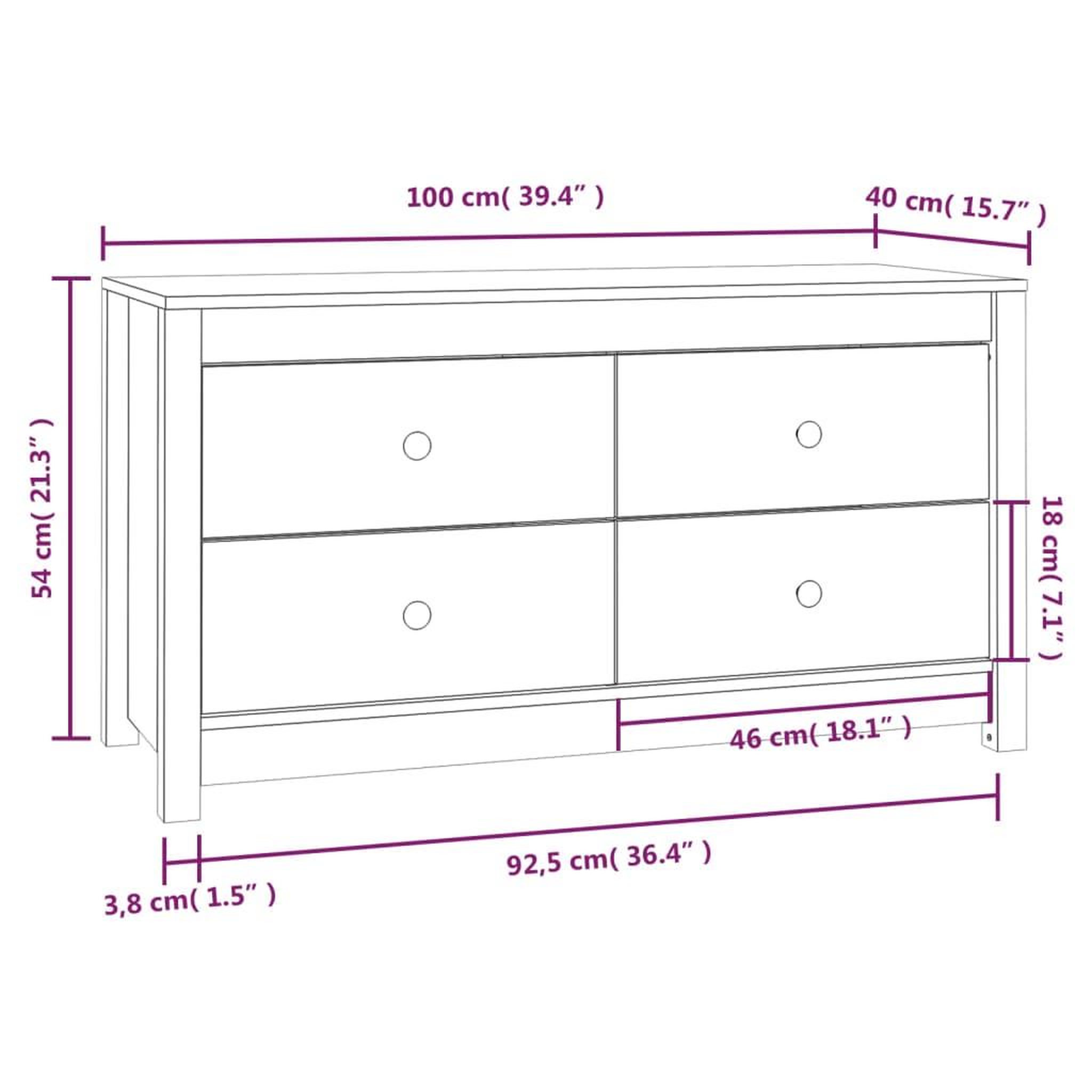 Voir la diapositive 6 : VIDAXL Armoire laterale 100x40x54 cm Bois de pin massif