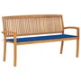 Voir la diapositive 1 : VIDAXL Banc de jardin empilable et coussin 159 cm Bois de teck massif