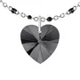 SC CRYSTAL Collier coeur perles noires orné d'un Cristal scintillants par SC Crystal en Acier Rhodié argenté