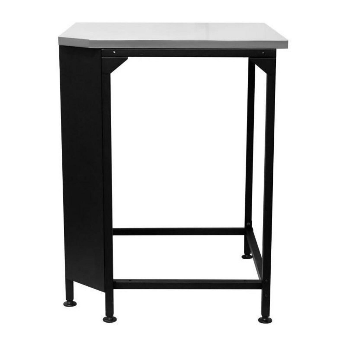 Silverline Table d'angle - COZZE - Plan de travail inox - Noir