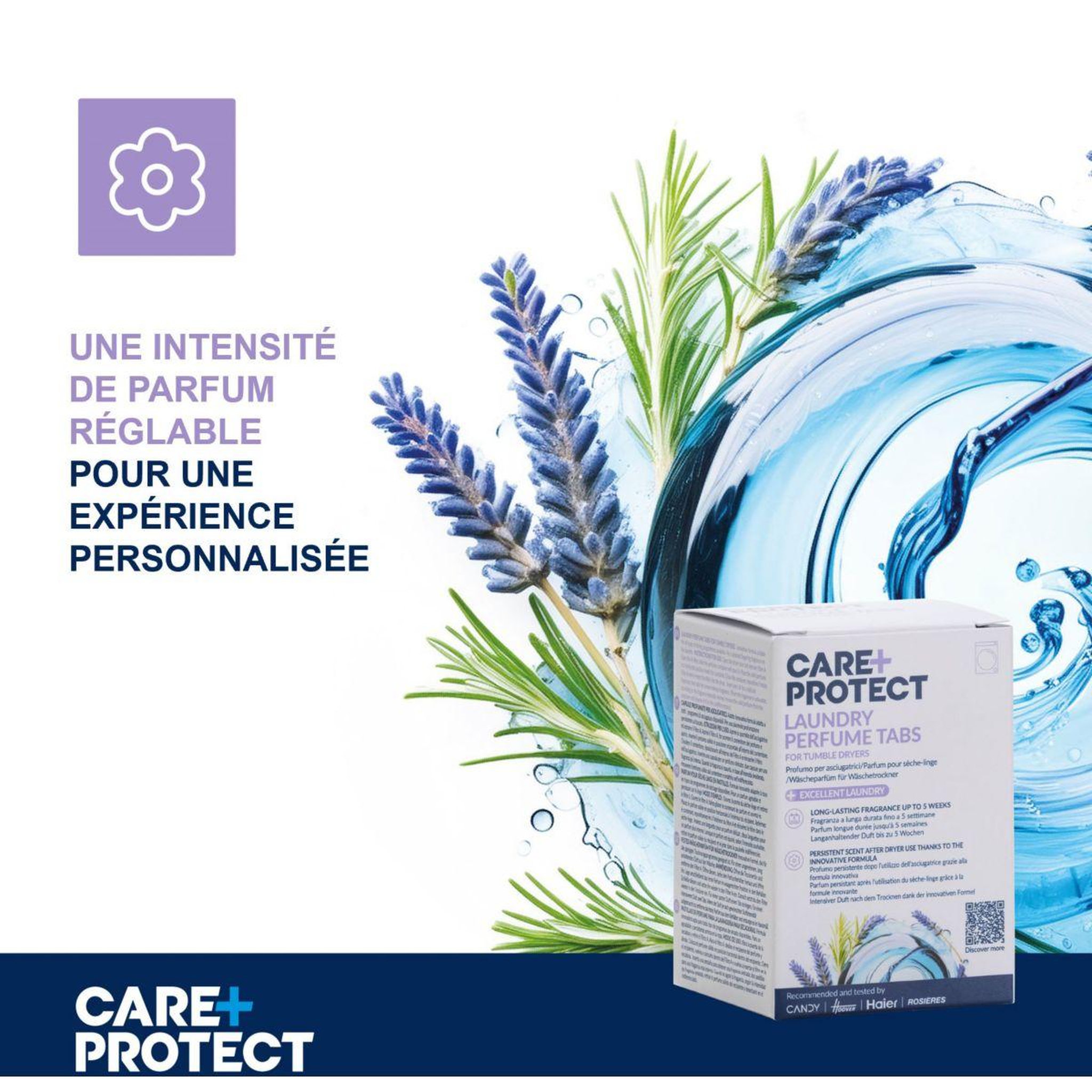 Voir la diapositive 2 : CARE PROTECT Tablettes parfumées pour le linge
