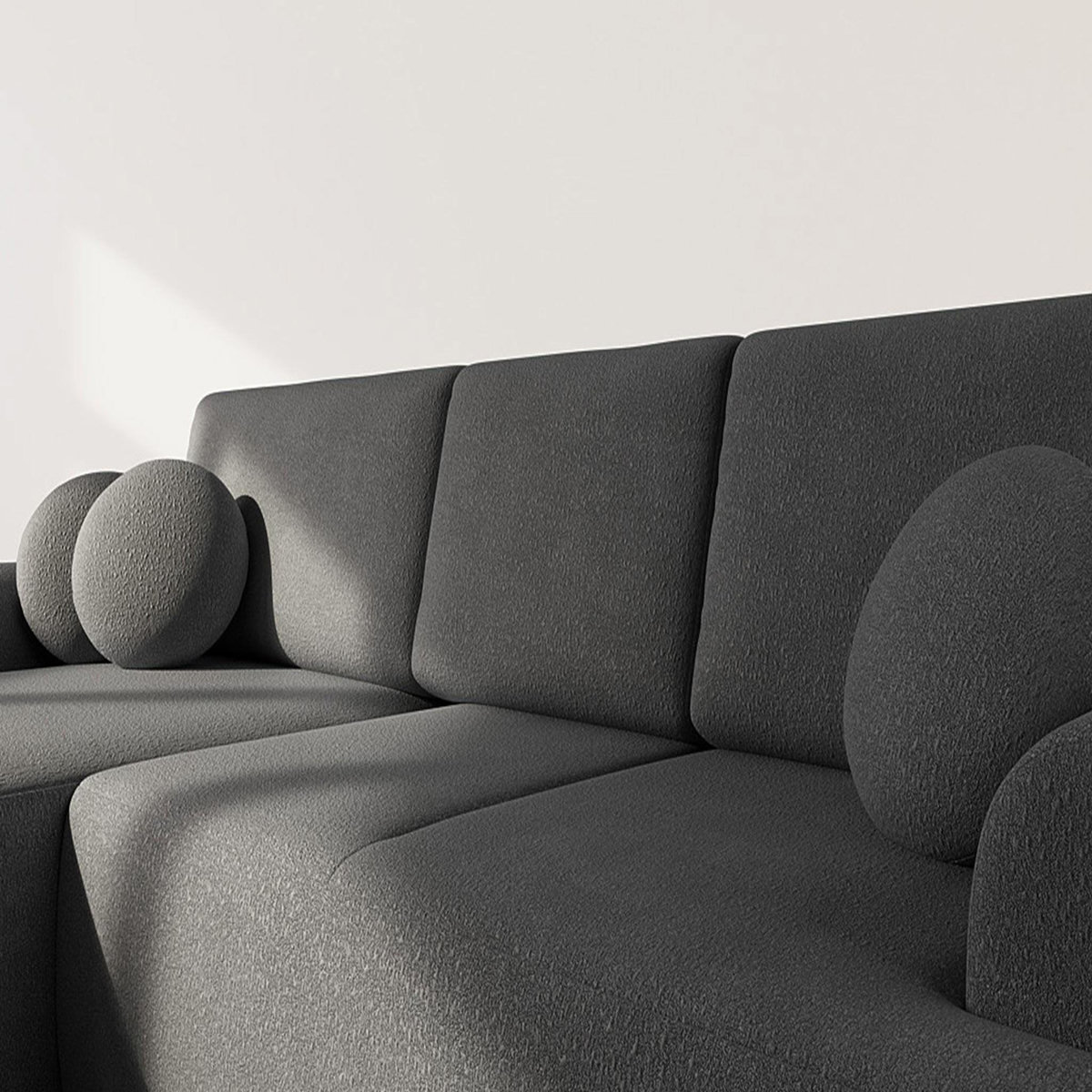 BEST MOBILIER Candela - canapé d'angle gauche 4 places - convertible avec coffre - en tissu bouclette