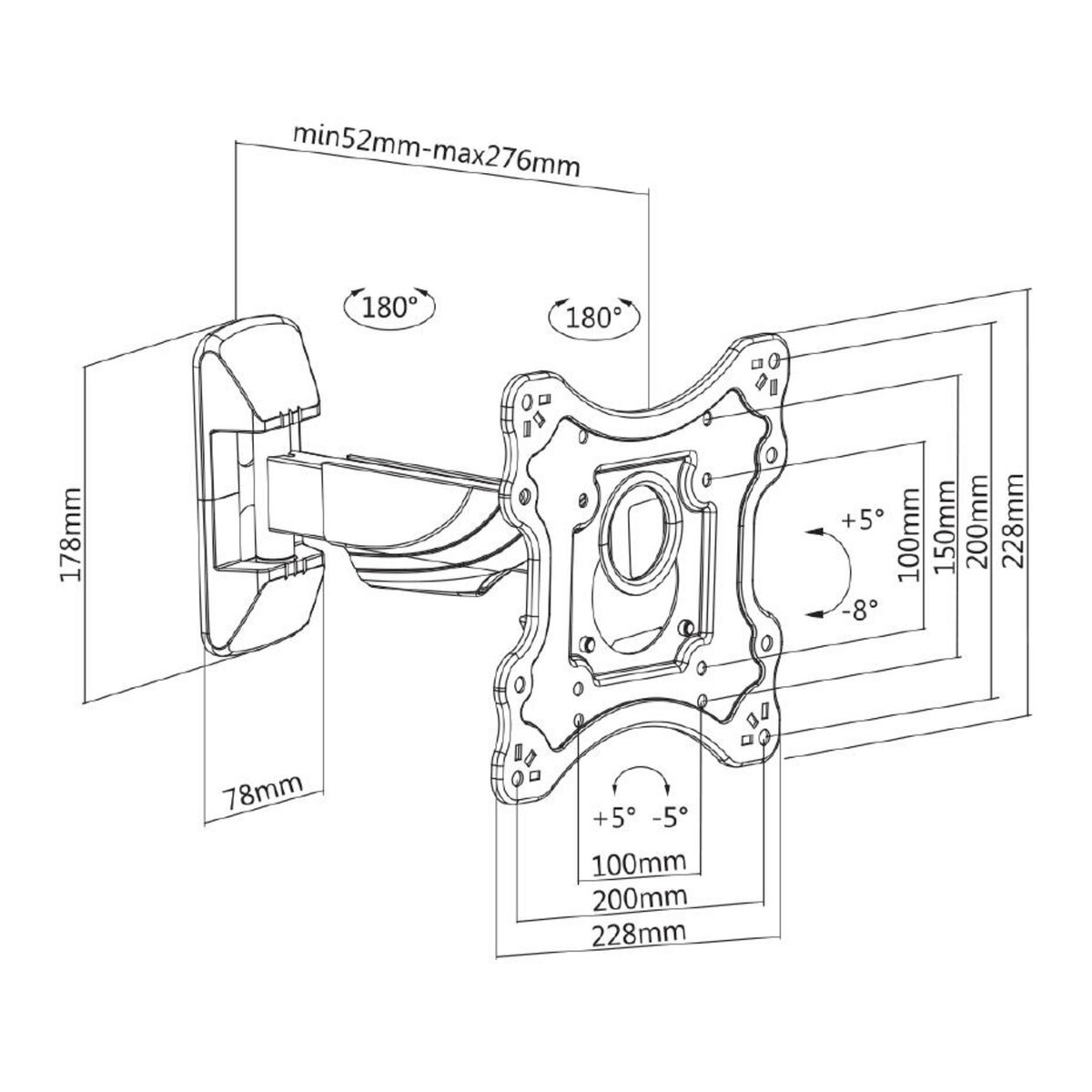 mb geroa Support mural inclinable/orientable pour écran 23 à 42 - h2342-2a