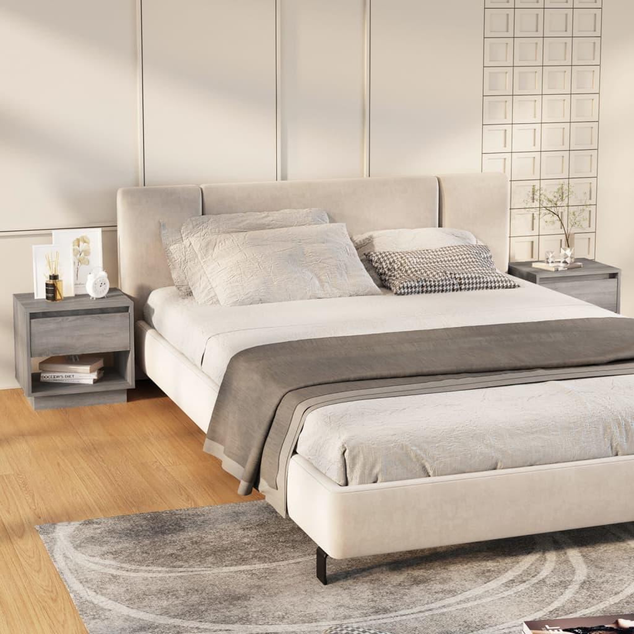 Voir la diapositive 1 : VIDAXL Tables de chevet 2 pcs Sonoma gris 45x34x44cm Bois d'ingenierie