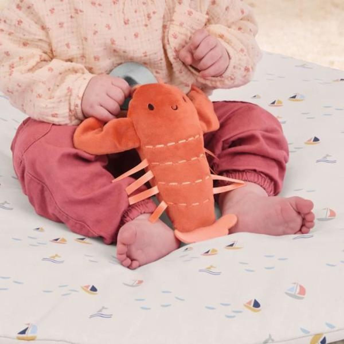 MARKET24 INGENUITY Tapis d'éveil réversible bébé évolutif - Marin - pliable, arche de jeu en bois amovible, 5 jouets, miroir, coussi