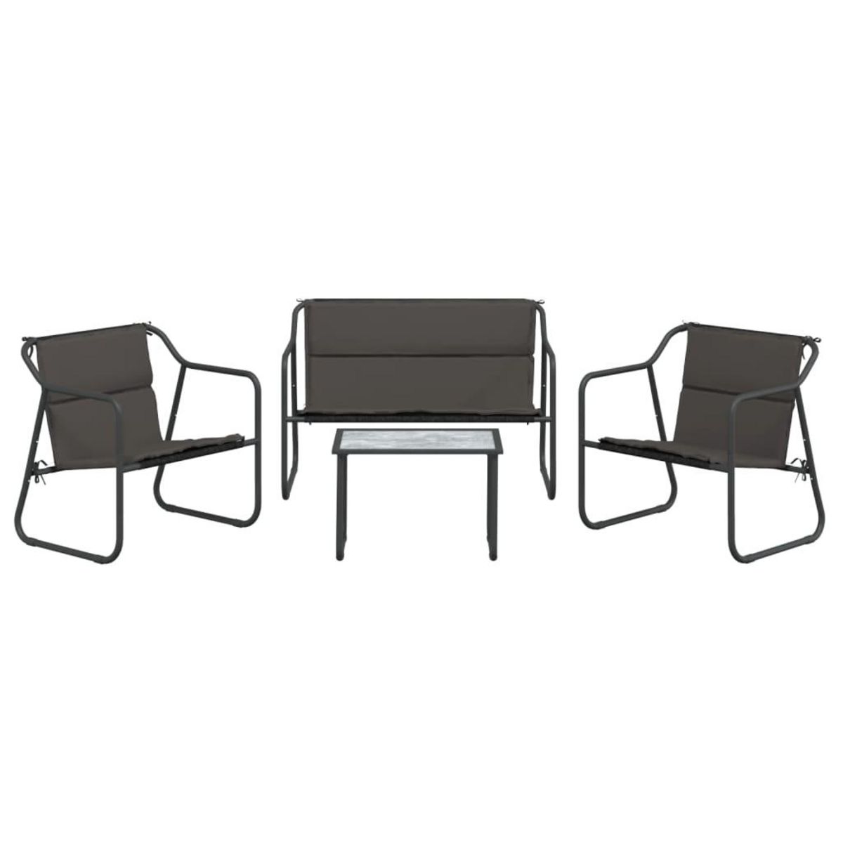 VIDAXL Salon de jardin avec coussins 4 pcs anthracite acier