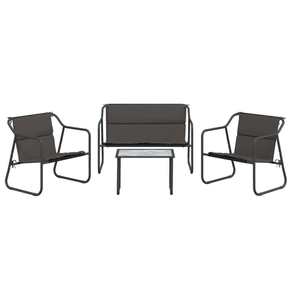 VIDAXL Salon de jardin avec coussins 4 pcs anthracite acier
