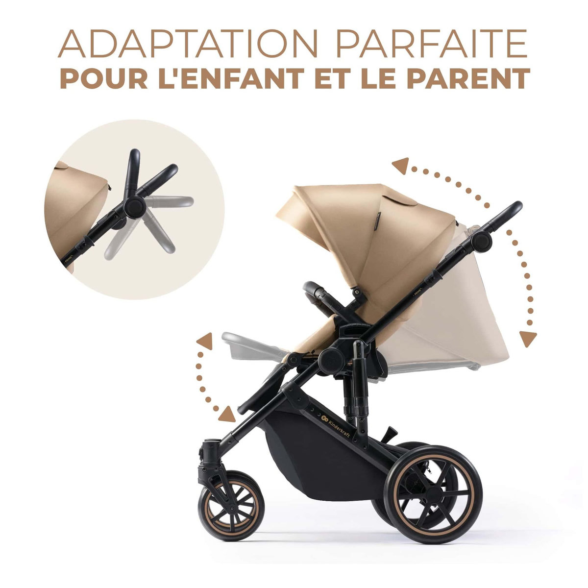 KINDERKRAFT Poussette évolutive 2 en 1 suspension améliorée pour enfants à 22 kg
