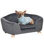 PAWHUT Canapé chien lit pour chien design scandinave coussin moelleux amovible pieds bois massif dim. 70L x 47l x 30H cm peluche courte polyester gris