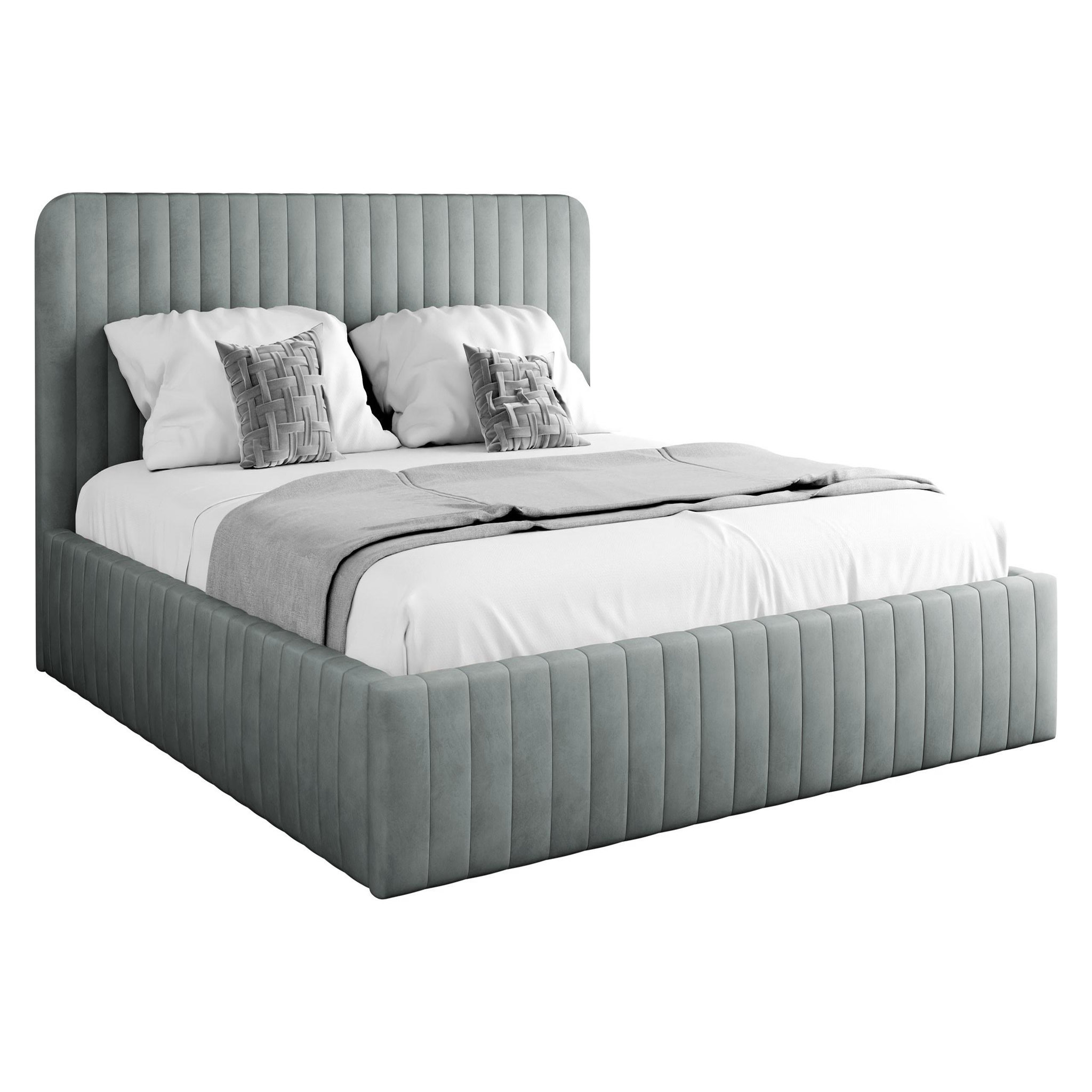 Voir la diapositive 2 : BEST MOBILIER Stuart - lit coffre - 180x200 cm - sommier inclus - en velours