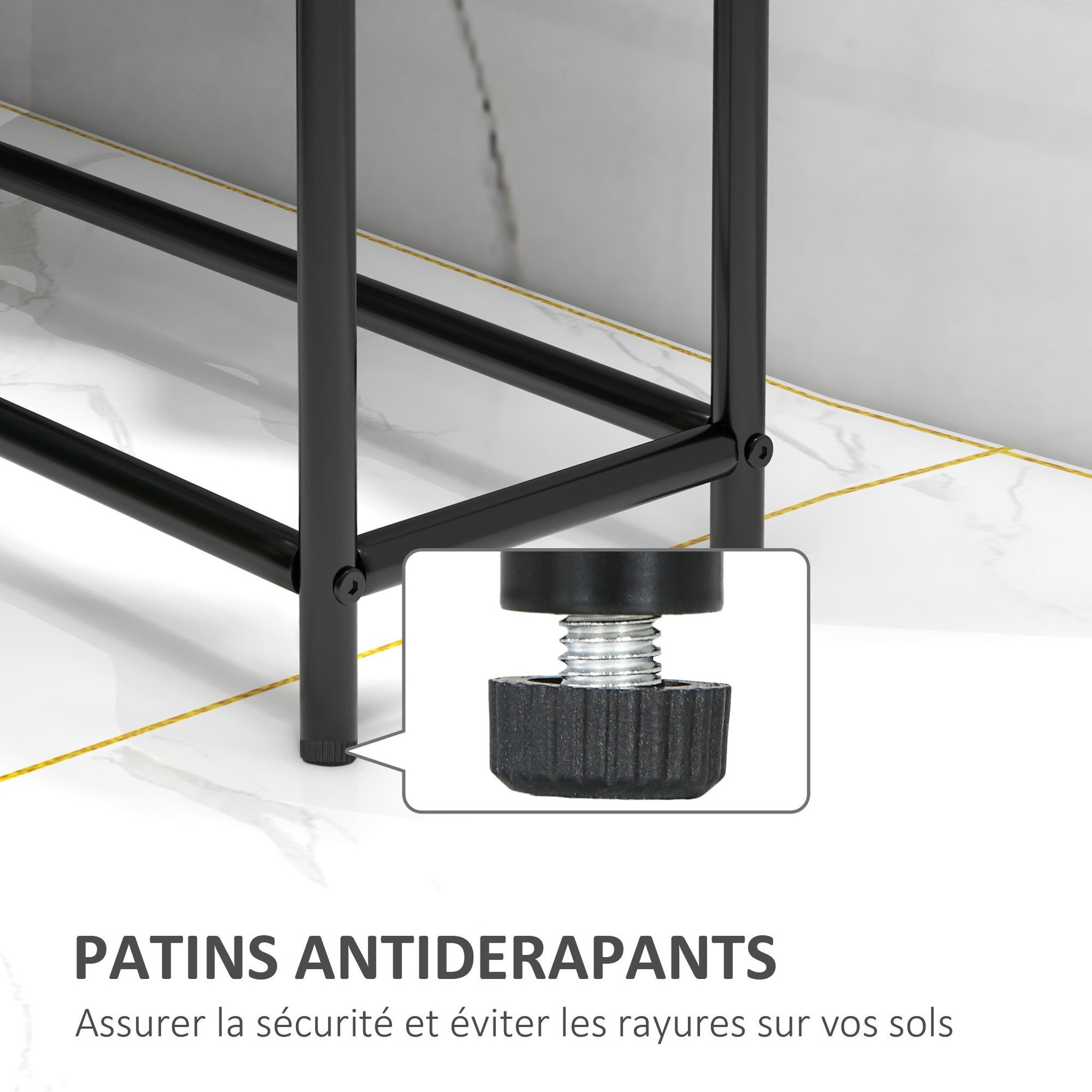 Voir la diapositive 5 : HOMCOM Porte-serviettes sur pied 2 niveaux dim. 66l x 20l x 110h cm métal noir