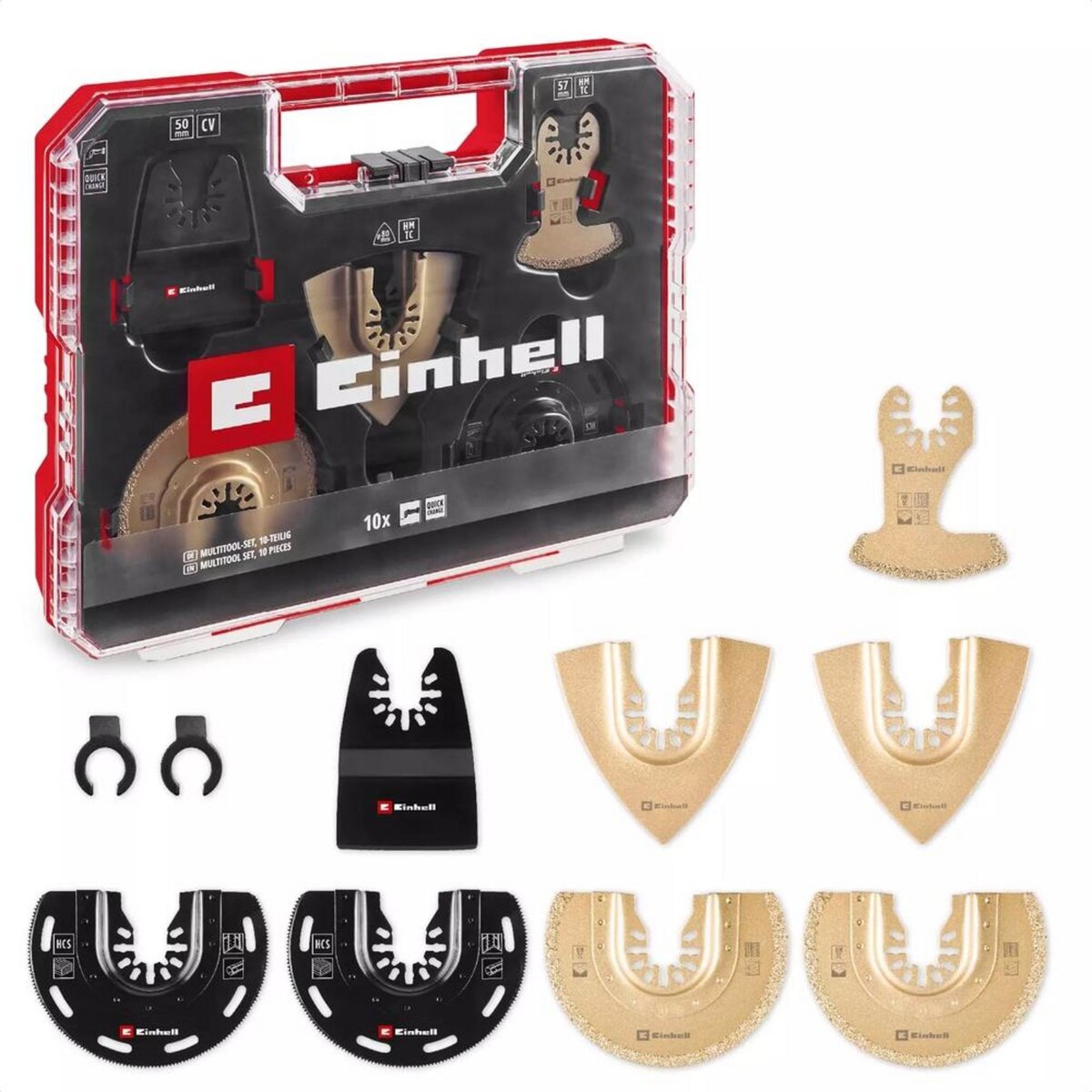 Einhell Coffret accessoires XLPlus Multi-Tools - 10 pièces - lames de coupe et racloir - boîte de rangement