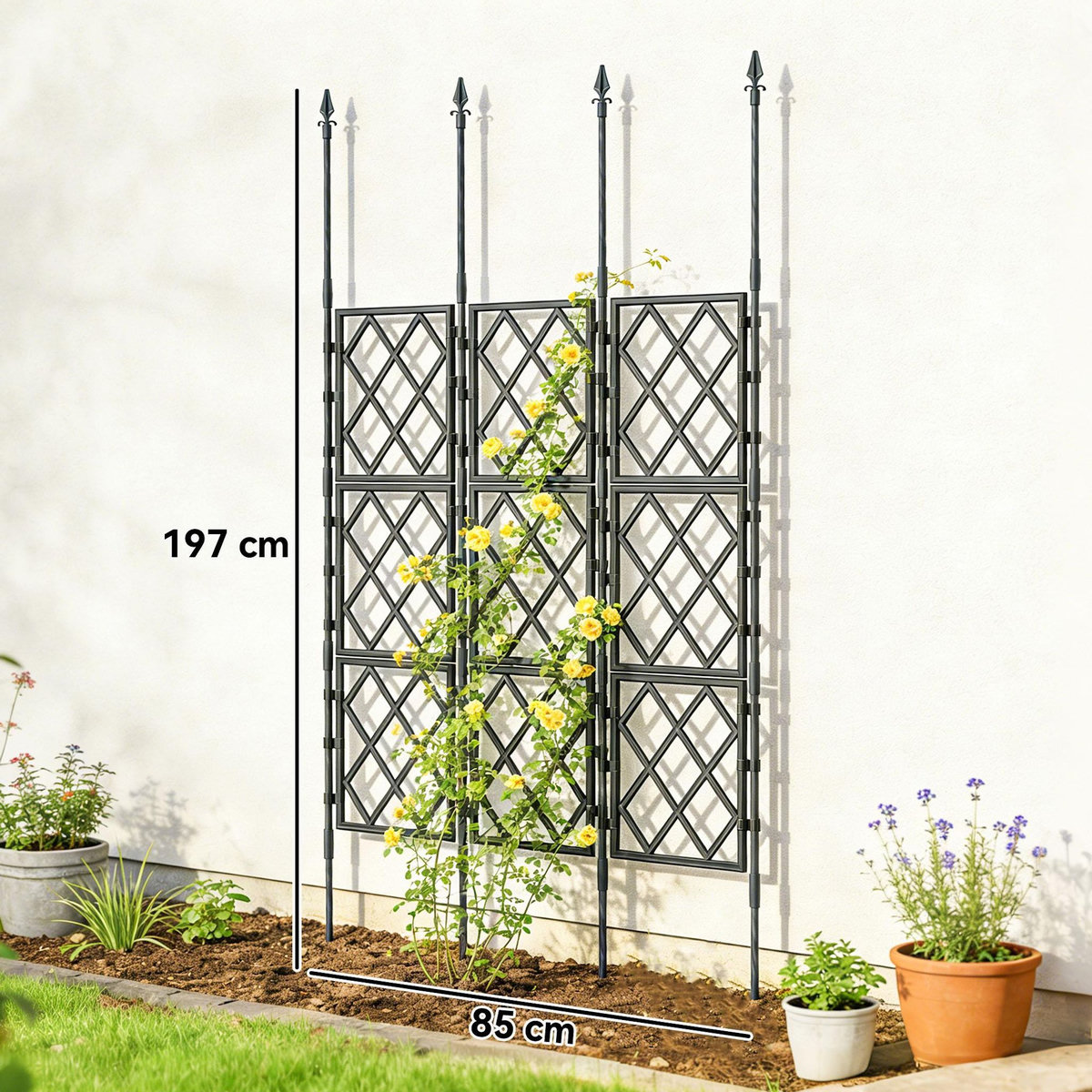 OUTSUNNY Treillis de jardin pliable pour plantes grimpantes métal noir