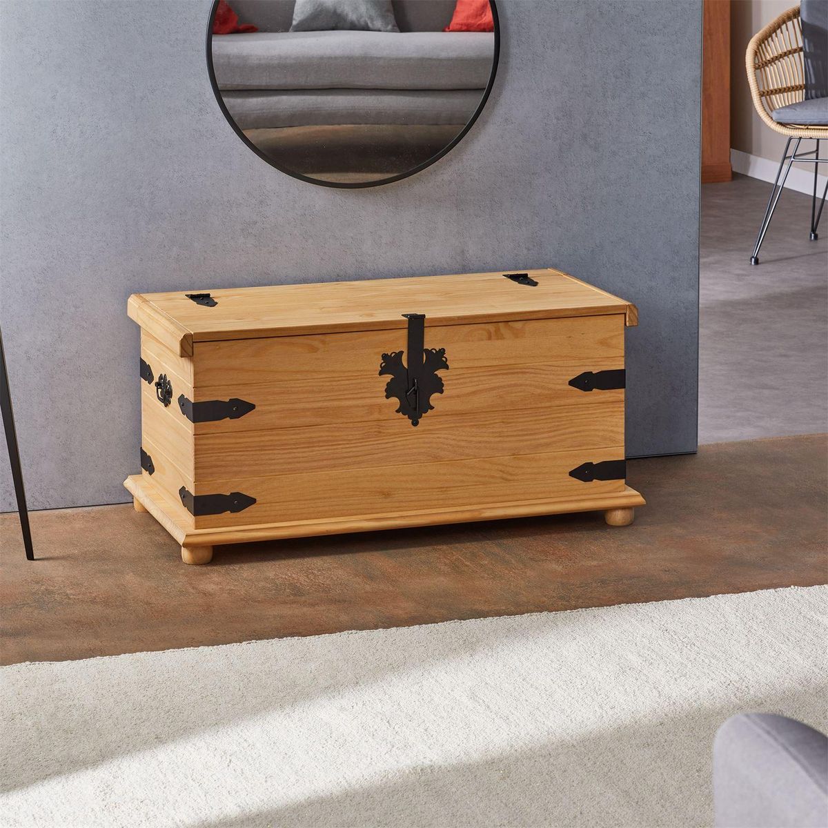 IDIMEX Coffre de rangement en pin TEQUILA style mexicain